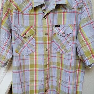 Wrangler Men's Plaid Short Sleeve Shirt - Green and Red premium quality NWT